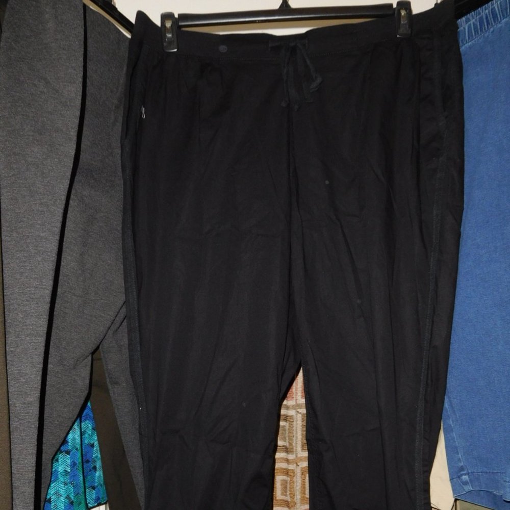NWT 24W STYLE & CO PULL ON sheeting  PANT 97% COTTON DEEP BLACK
